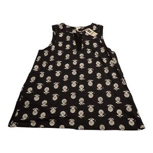 FatFace Tunic Womens UK22 US18 Tessa Shell Print Black Sleeveless Keyhole Top